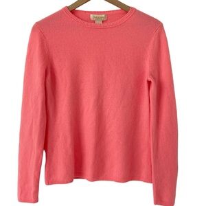 Womens Cashmere Sweater Size S Pink Preppy Classic Lightweight Minimalist Layer